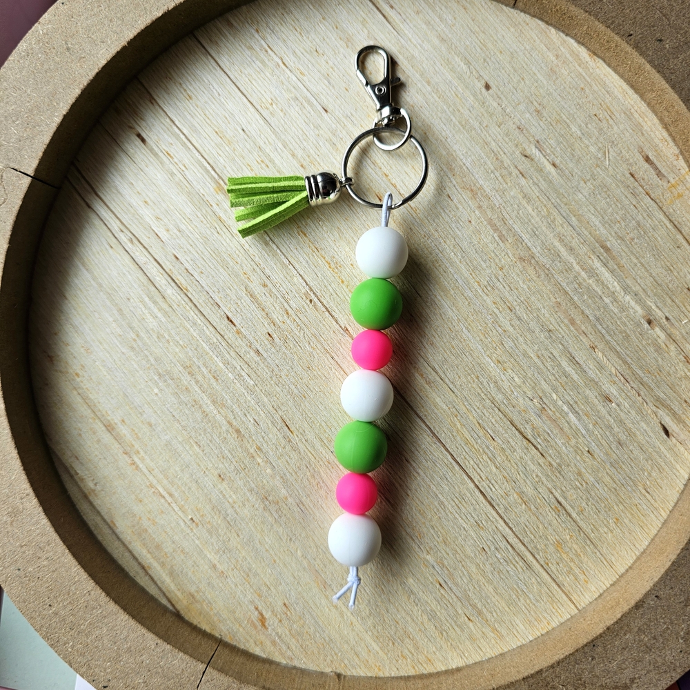Colorful Beaded Keychain with Tassel